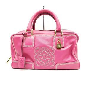 Auth Loewe Pink Leather Amazona 28 2way Tote Bag